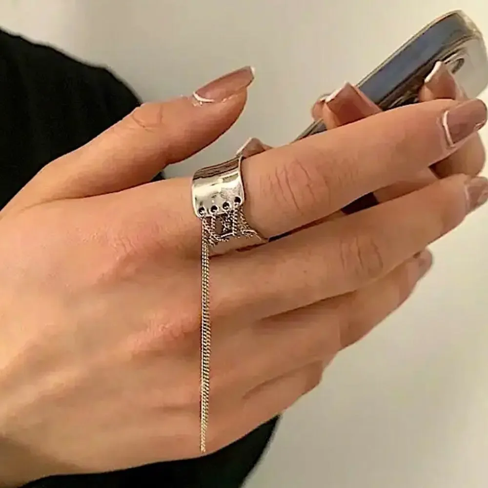 Silver Trendy Lace Up Ring